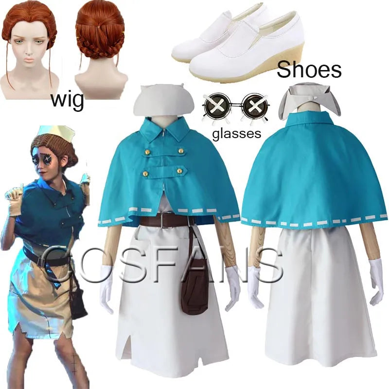 Adult Identity V Costume Emily Dyer Cosplay High Quality Anime Cosplay Women Game Costume Halloween carnival party Wig and shoes