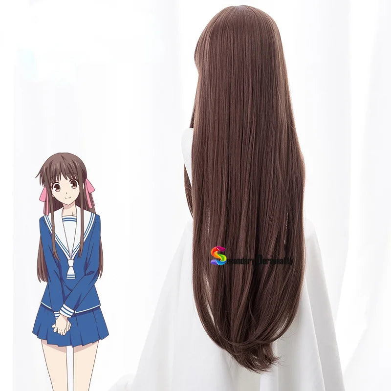 Anime FRUITS BASKET Tohru Honda Cosplay Costume Wigs Long Straight Brown Party Hair Props Lolita Girl Halloween Synthetic Hair