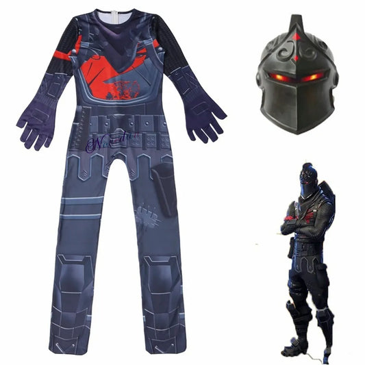 Black Knight Costume Kids Battle Royale Superhero Cosplay Zentai Suit Jumpsuit Bodysuit Funny Party Halloween Costume With Mask