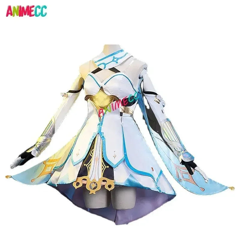 ANIMECC Game Genshin Impact Lumine Cosplay Costumes Wig Anime Halloween Party Clothes for Women Girls Cute Suit Full Sets