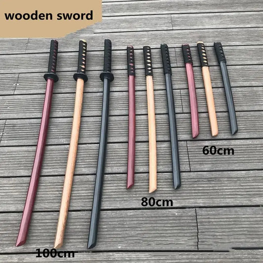 60/80/100cm Katana Wood Sword Cosplay Performance Props Ninja Sword Toy for Children Aikido Wooden  Knife