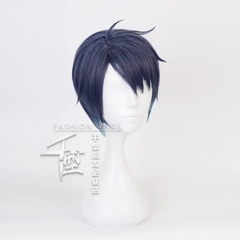 Game Twisted-Wonderland Deuce Spade Cosplay Wig Dark Blue Short Hair Heat Resistant Synthetic Halloween Party Accessories Props