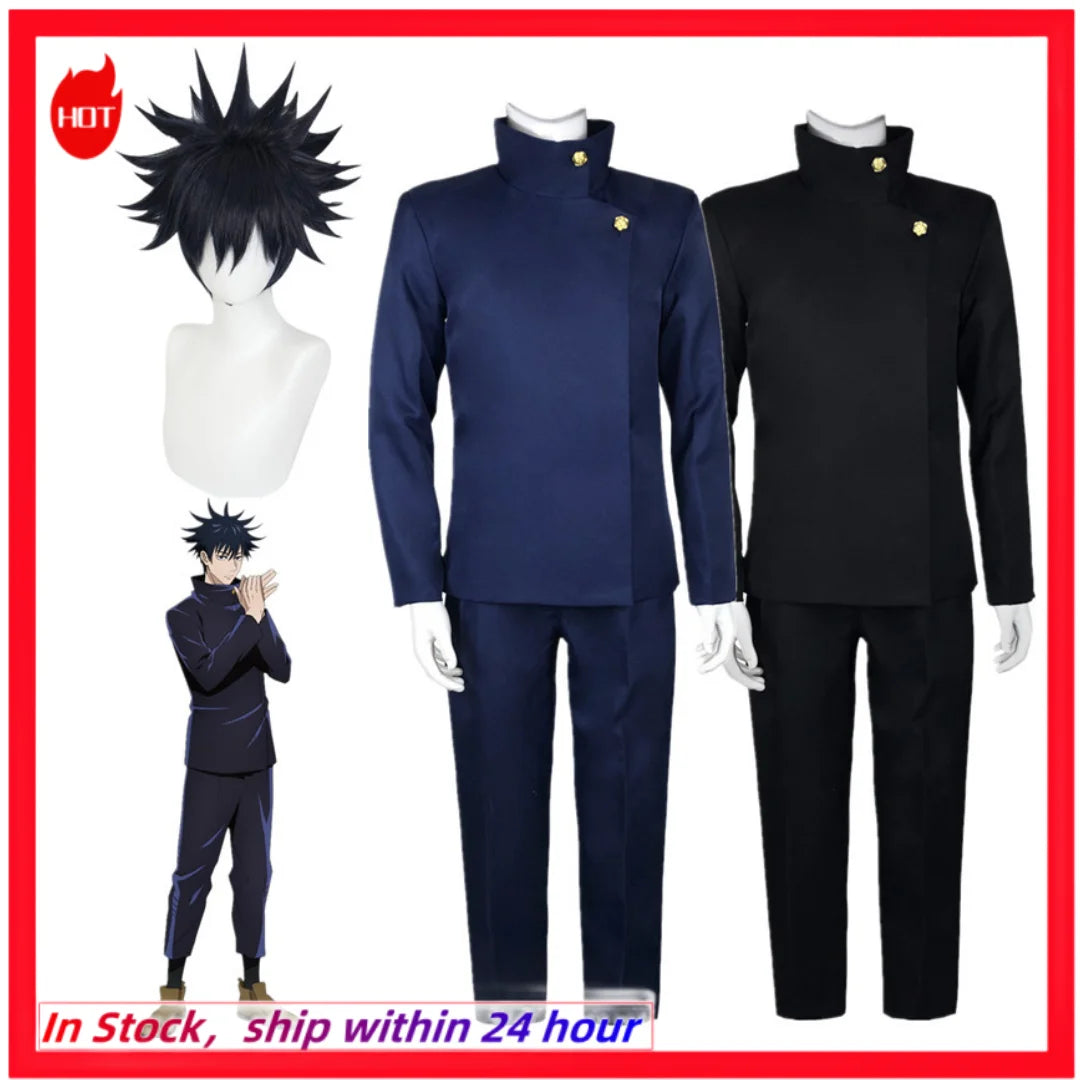 Jujutsu Kaisen Anime Fushiguro Megumi Cosplay Costume Top Pants Blue Halloween Party Uniform Set