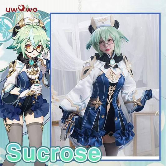 UWOWO Sucrose Cosplay Genshin Impact Cosplay Halloween Christmas Costume Sucrose Dress Retro Mechanical Style Outfit