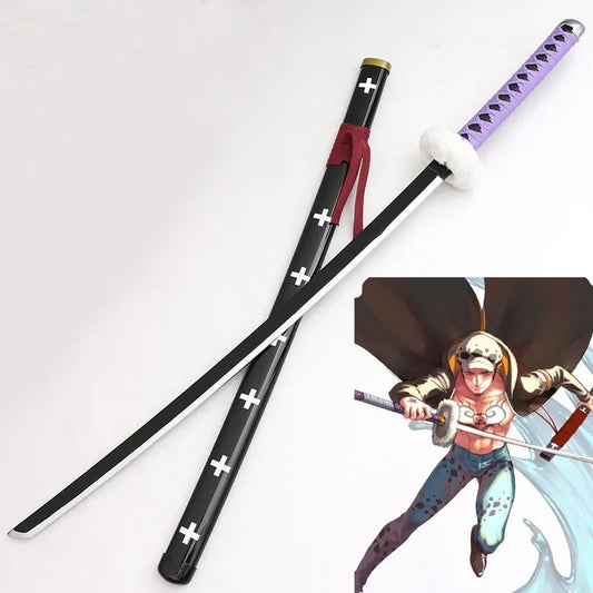 Cosplay Trafalgar Law Wood Katana Weapon Role Play Trafalgar D Water Law  Red/Purple/White Style 104cm Sword