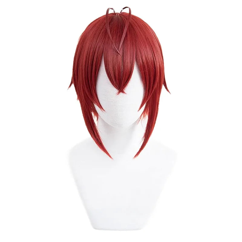 In Stock Riddle Rosehearts Cosplay Wig Anime Twisted Wonderland Short Red Wig Riddle Heat Resistant Synthetic Wigs +Free Wig Cap