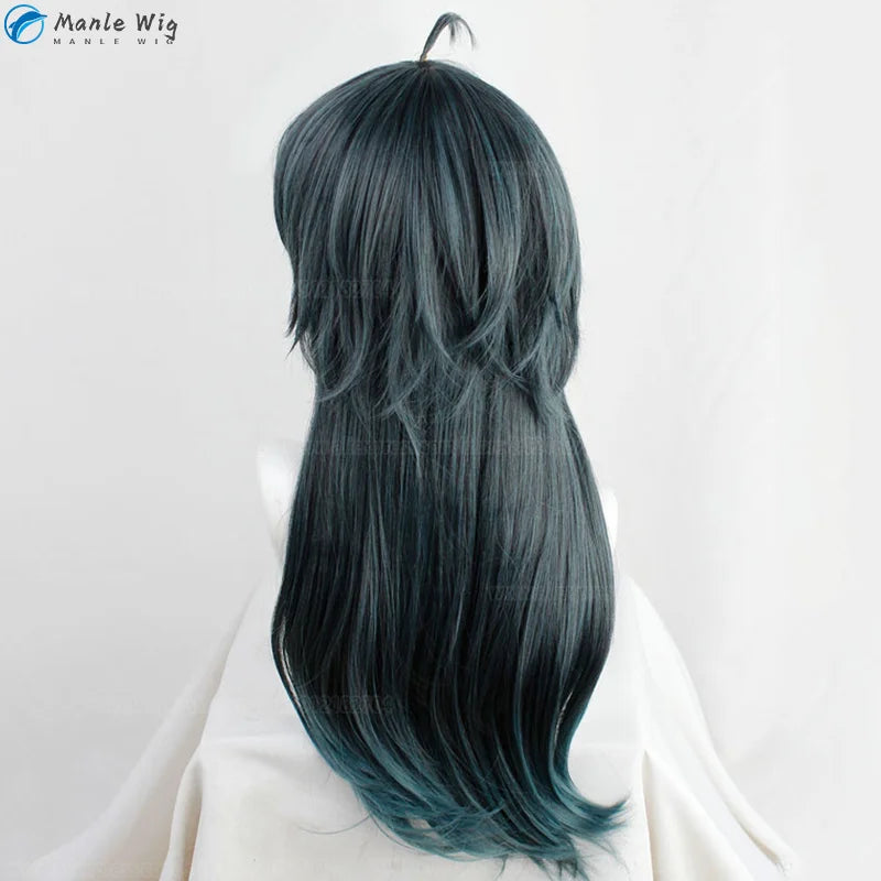 MALLEUS DRACQMA Cosplay Anime Twisted-Wonderland Wig 55cm Long Wig With Horn Heat Resistant Synthetic Hair Party Wigs + Wig Cap