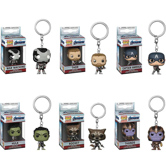 Funko Keychain Toy The Avengers Iron Man Captain America Star-Lord Thanos Rocket Raccoon Pocket Pop Action Figure KeyChains Toys