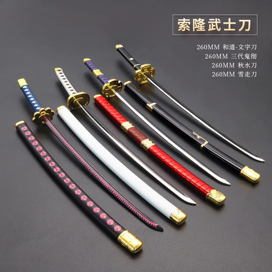 26cm Roronoa Zoro Swords Japan Anime Katana Zoro Shiyuusui Sword Metal Cosplay Weapon Prop Ornament Home Decor Kids Toy Gifts