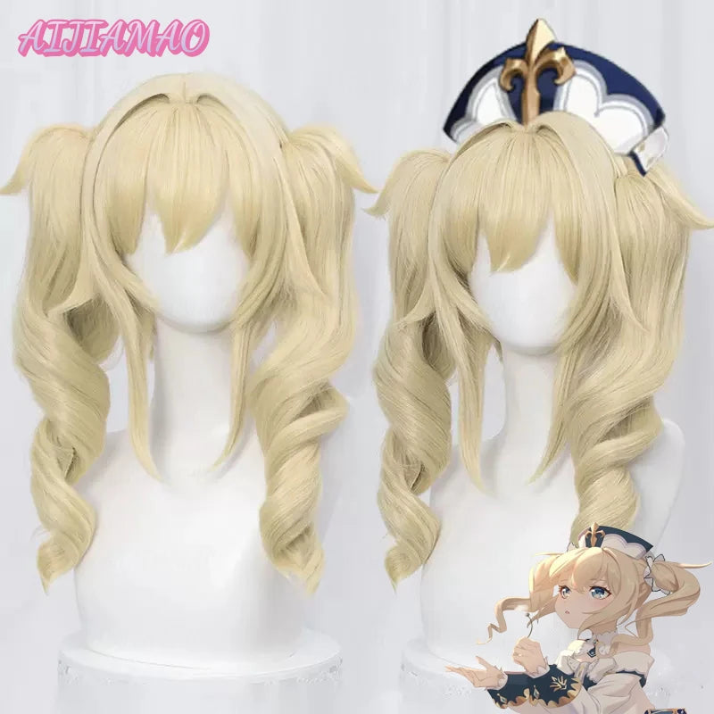 Barbara  Cosplay 40cm Christmas Blond Golden Wig Cosplay Anime Wigs Heat Resistant Synthetic Halloween + Wig Cap