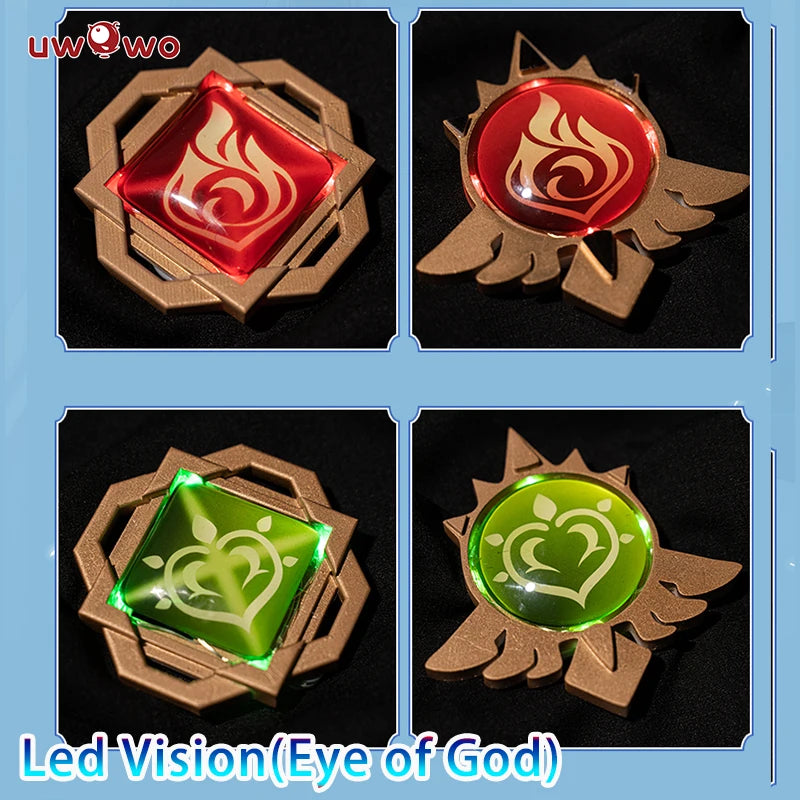 UWOWO LED Vision "Eye of God" Game Genshin Impact Cosplay Props Mondstadt/Liyue/Inazuma/Sumeru Dendro Cryo Hydro Pyro Geo Elect