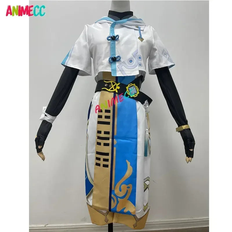 ANIMECC Chongyun Genshin Impact Cosplay Costume Wig Uniform Outfit Cosplay Chun Yun Halloween Party Fancy Dress for Men Women