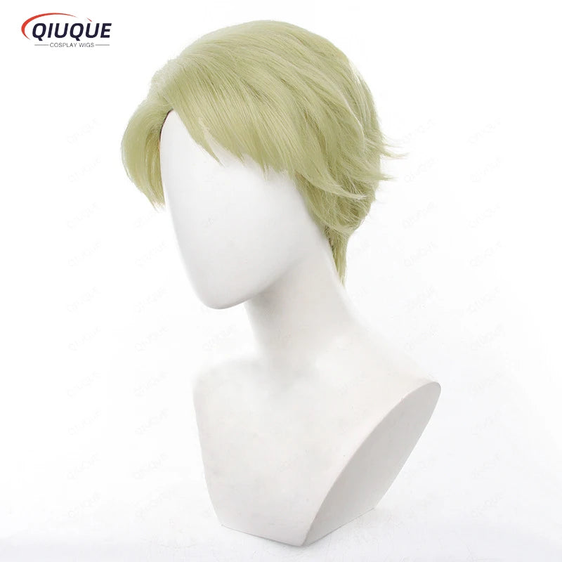 Anime Jujutsu Kaisen Nanami Kento Cosplay Wig Short Yellow Green Necktie Accessoies Heat Resistant Synthetic Hair Wigs + Wig Cap