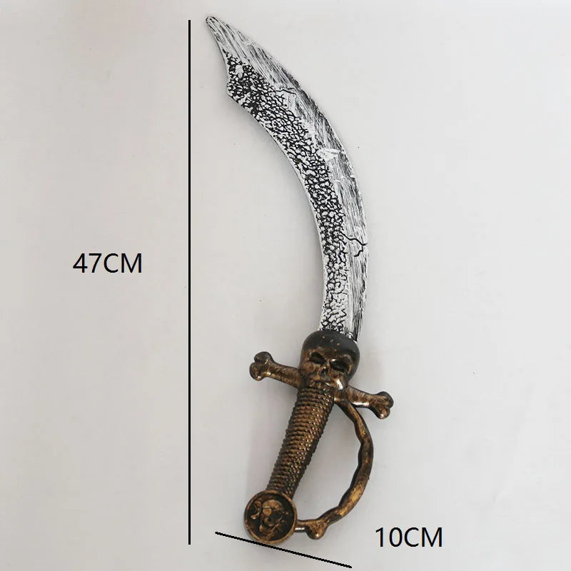 47cm Halloween Props Pirate Knife Simulation Ghost Weapon Children's Cosplay Stage Props Kids Plastic Toys