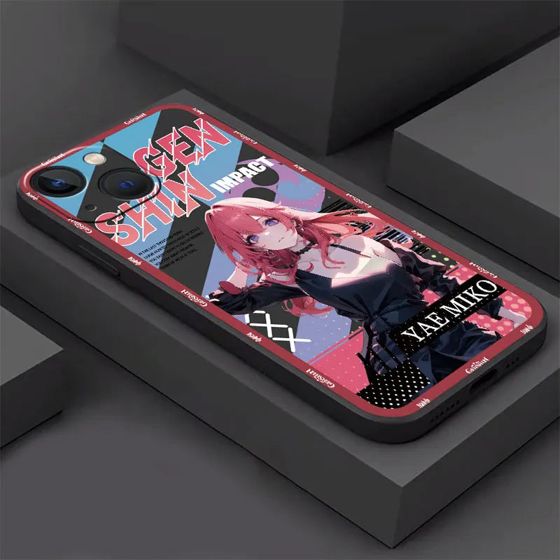 Phone Case for IPhone 15 14 13 12 Mini 11 Pro Max X XR XS 7 8 Soft Silicone 13 Mini 5S Cover Blacks Genshin Impact Fashion HuTao