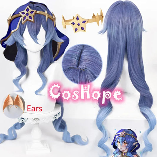 Layla Cosplay Wig Curly Wig Blue Gradient Wig Cosplay Anime Cosplay Wigs Heat Resistant Synthetic Wigs Halloween