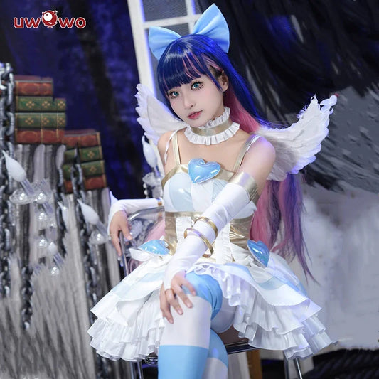 UWOWO Cosplay Stocking Angell Cosplay Costume Dress with Wings Full Set Halloween Costumes