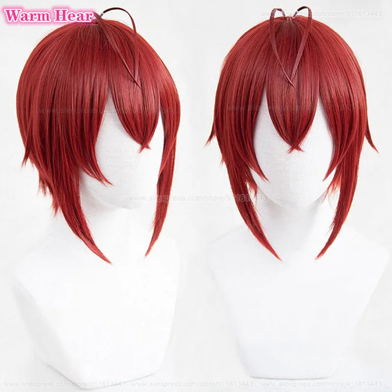 In Stock Riddle Rosehearts Cosplay Wig Anime Twisted Wonderland Short Red Wig Riddle Heat Resistant Synthetic Wigs +Free Wig Cap