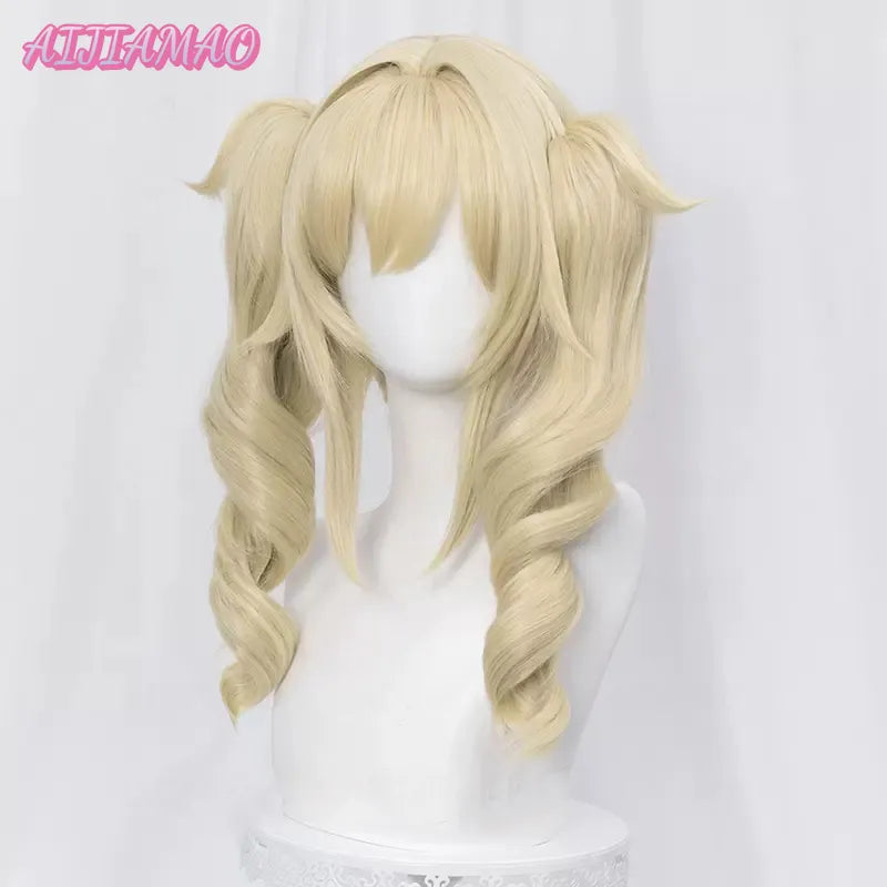 Barbara  Cosplay 40cm Christmas Blond Golden Wig Cosplay Anime Wigs Heat Resistant Synthetic Halloween + Wig Cap