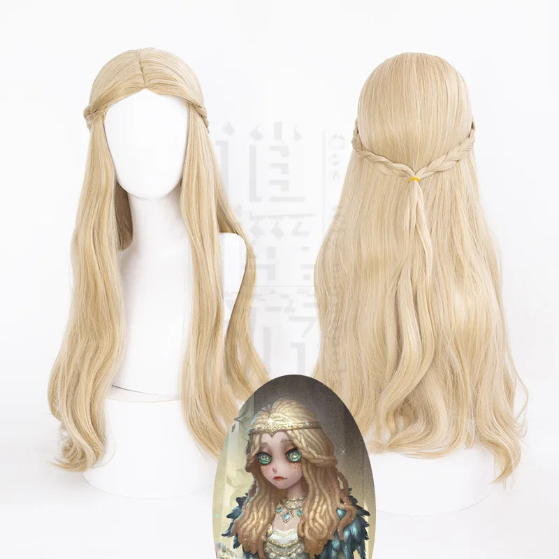 Ada Mesmer Cosplay Wig Identity V Game Blonde 68cm Heat Resistant Synthetic Hair Halloween Party Role Play Carnival + Wig Cap