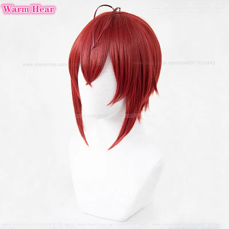 In Stock Riddle Rosehearts Cosplay Wig Anime Twisted Wonderland Short Red Wig Riddle Heat Resistant Synthetic Wigs +Free Wig Cap