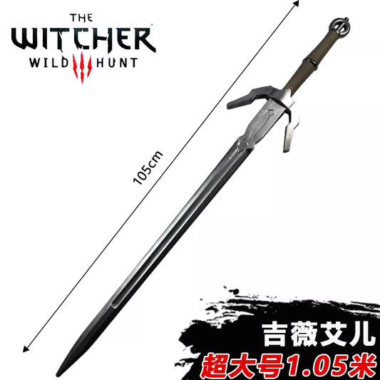 1:1 Cosplay Jewel Sword Double Beast Sword Wild Hunt Sword Prop Role Play Gift Safety PU Wizard White Wolf Sword Weapon 105cm