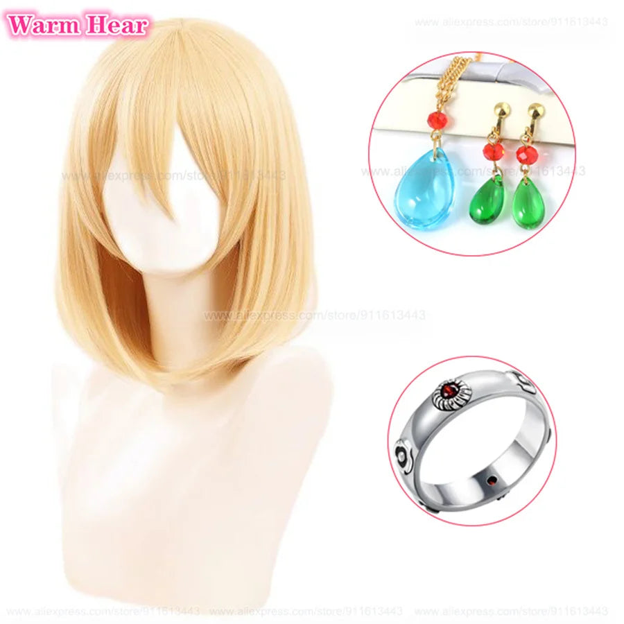 Anime Castle Wizard Howl Sophie Hatter Cosplay Wig Howl Cosplay Wigs Golden/Black Heat Resistant Hair Party Cosplay Anime Wigs