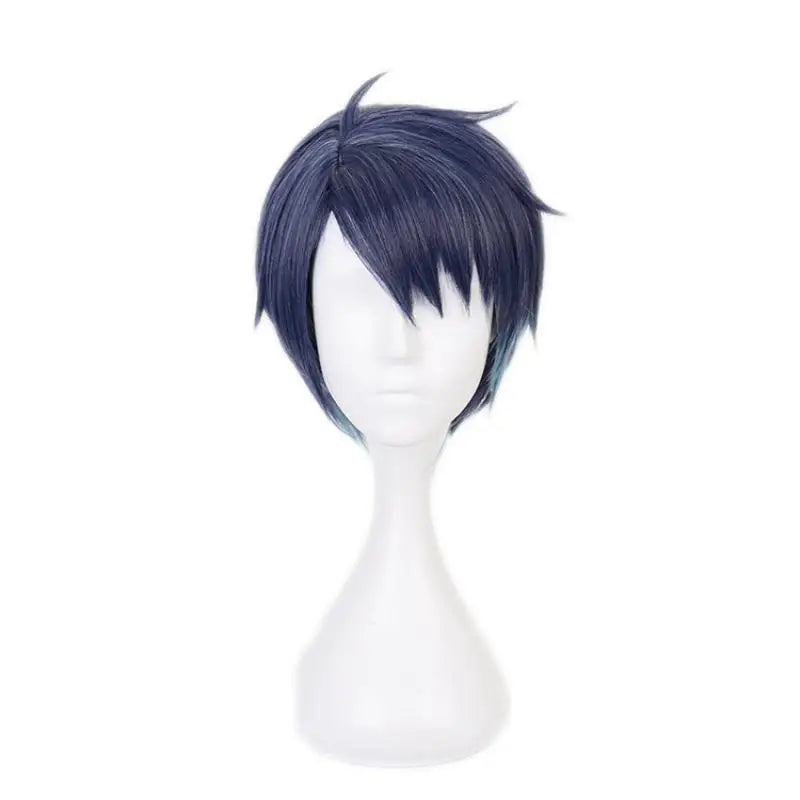 Game Twisted-Wonderland Deuce Spade Cosplay Wig Dark Blue Short Hair Heat Resistant Synthetic Halloween Party Accessories Props