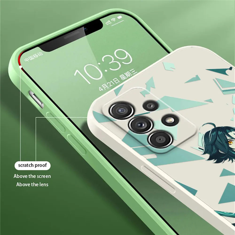 Anime Genshin Impact Square Silicone Phone Case For Samsung Galaxy A13 A14 A21S A21 A22 A23 A24 A11 A12 A02 A03 S A04 Soft Cover