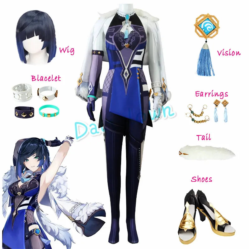 Game GenshinImpact Yelan Cosplay Costume Sexy Yelan Bunny Liyue Hydro Full Set Wig Halloween Outfit Plus Size Ye Lan Costume