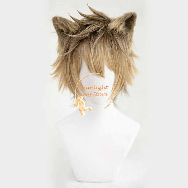 In Stock Anime Twisted Wonderland Ruggie Bucchi Cosplay Wig Short Linen Brown Wig Heat Resistant Synthetic Wigs Party + Wig Cap