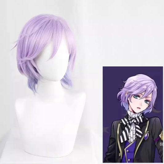 Game Twisted-Wonderland Epel Felmier Cosplay Wig Purple Gradation Short Hair Heat Resistant Synthetic Halloween Party Props