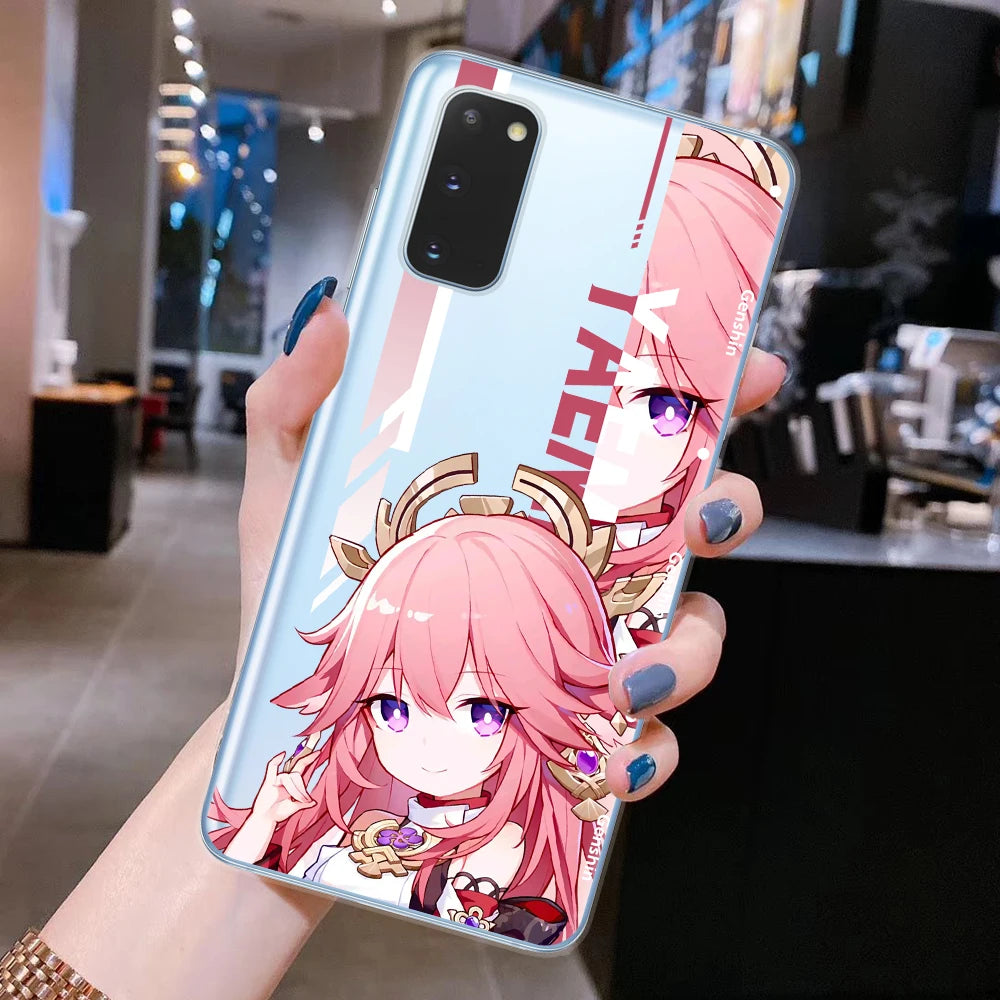 For Samsung Galaxy  S21 S22  Soft TPU Cover Anime Genshin Impact Cute Phone Cases