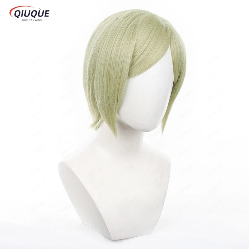 Anime Jujutsu Kaisen Nanami Kento Cosplay Wig Short Yellow Green Necktie Accessoies Heat Resistant Synthetic Hair Wigs + Wig Cap