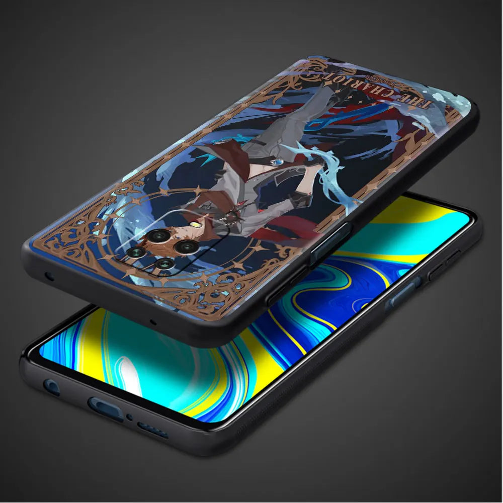 Soft Case for Xiaomi Redmi Note 11 5G 12 10 10C  10S Black Silicone Cover Capa Genshin Impact Tarot