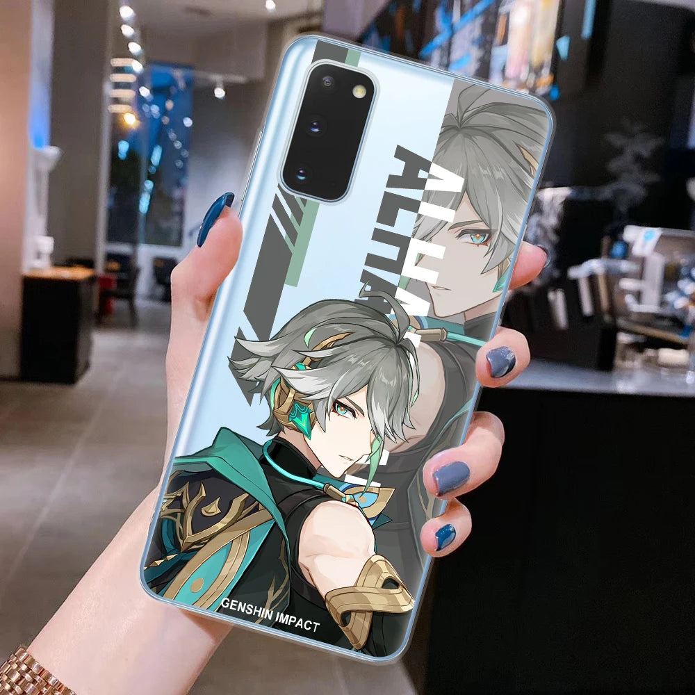 For Samsung Galaxy S20 S21 FE S10 S10E S22 Plus Note 10 Pro Lite 20 Ultra Soft TPU Cover Anime Genshin Impact Cute Phone Cases